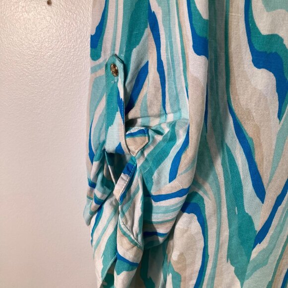 Womens JM Collection Linen Blend Button Shirt Wave‎ Pattern 1X - Picture 8 of 10
